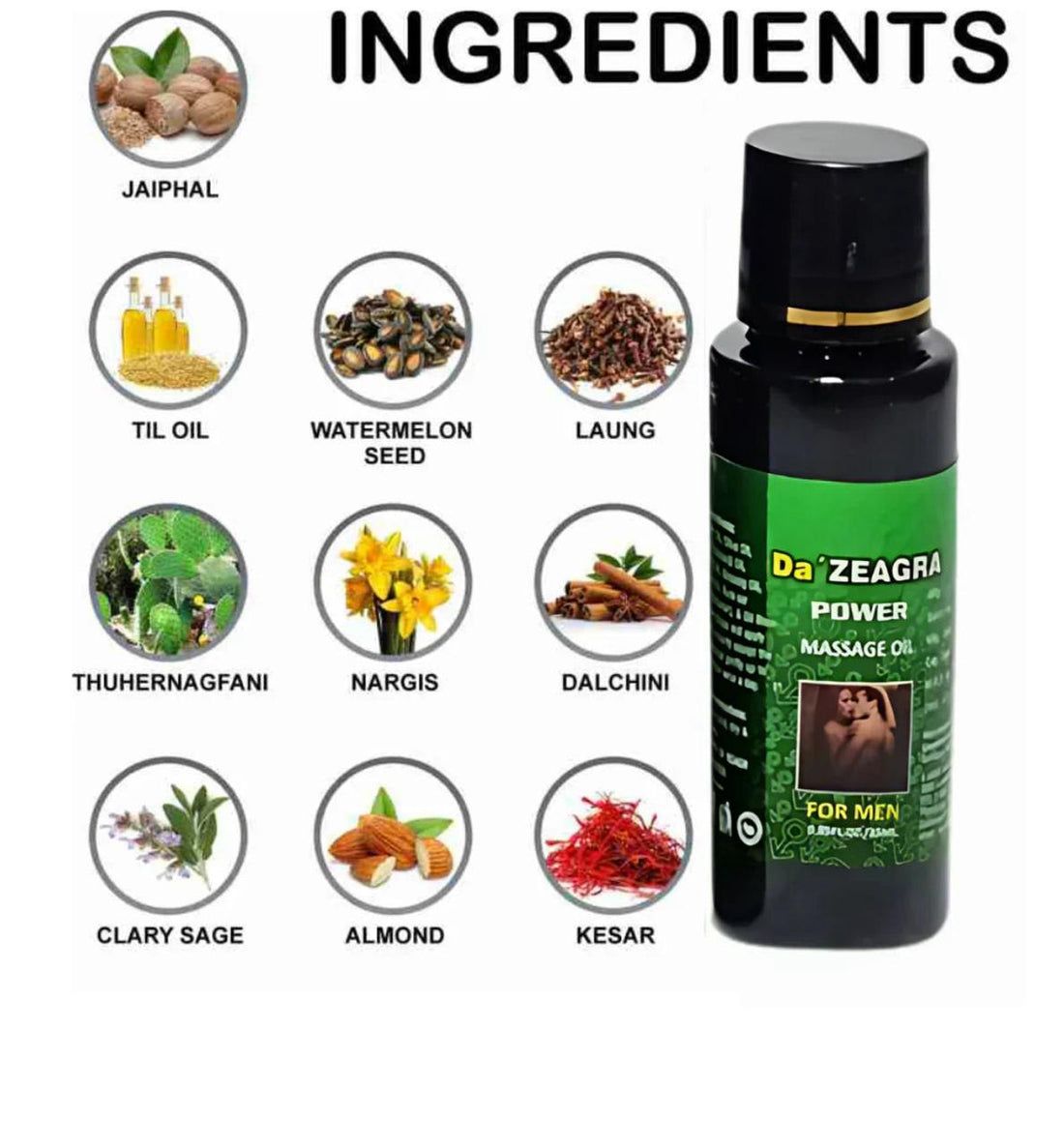 Da Zeagra Herbal Power Massage Oil (New Formula)